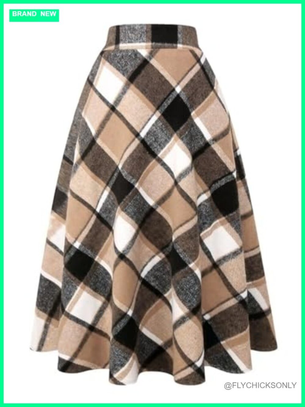 Womens Plaid Wool A-Line Pleated Tartan Long Skirt